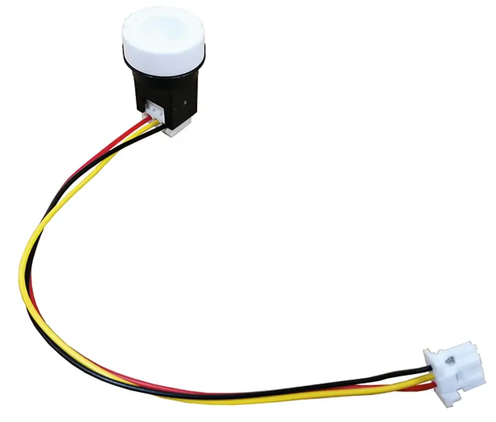 Drucksensor von Syr mit vier farbigen Drähten für die Anschlussintegration, arrangementierter Stecker für die einfache Verbindung in ein System.